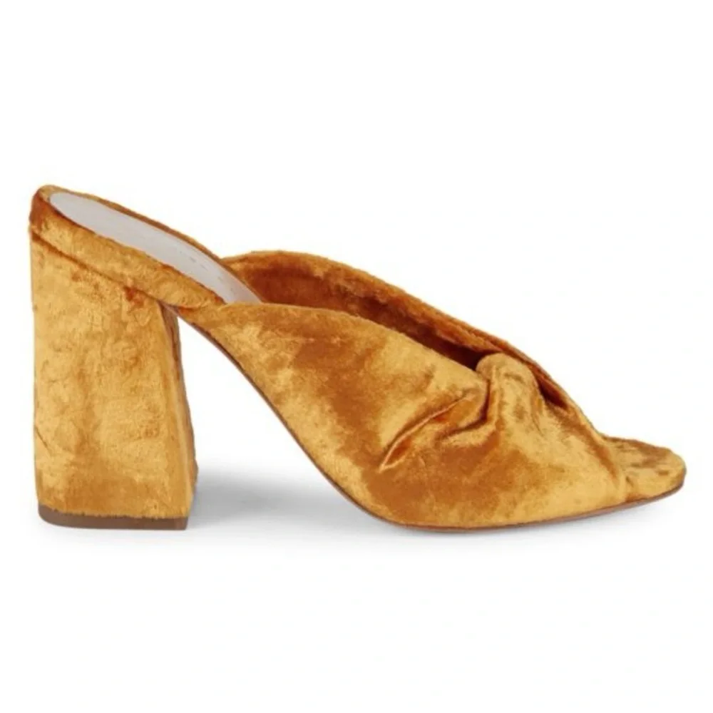 Loeffler Randall Laurel Velvet Twist Mules in Tangerine - Picture 3 of 9